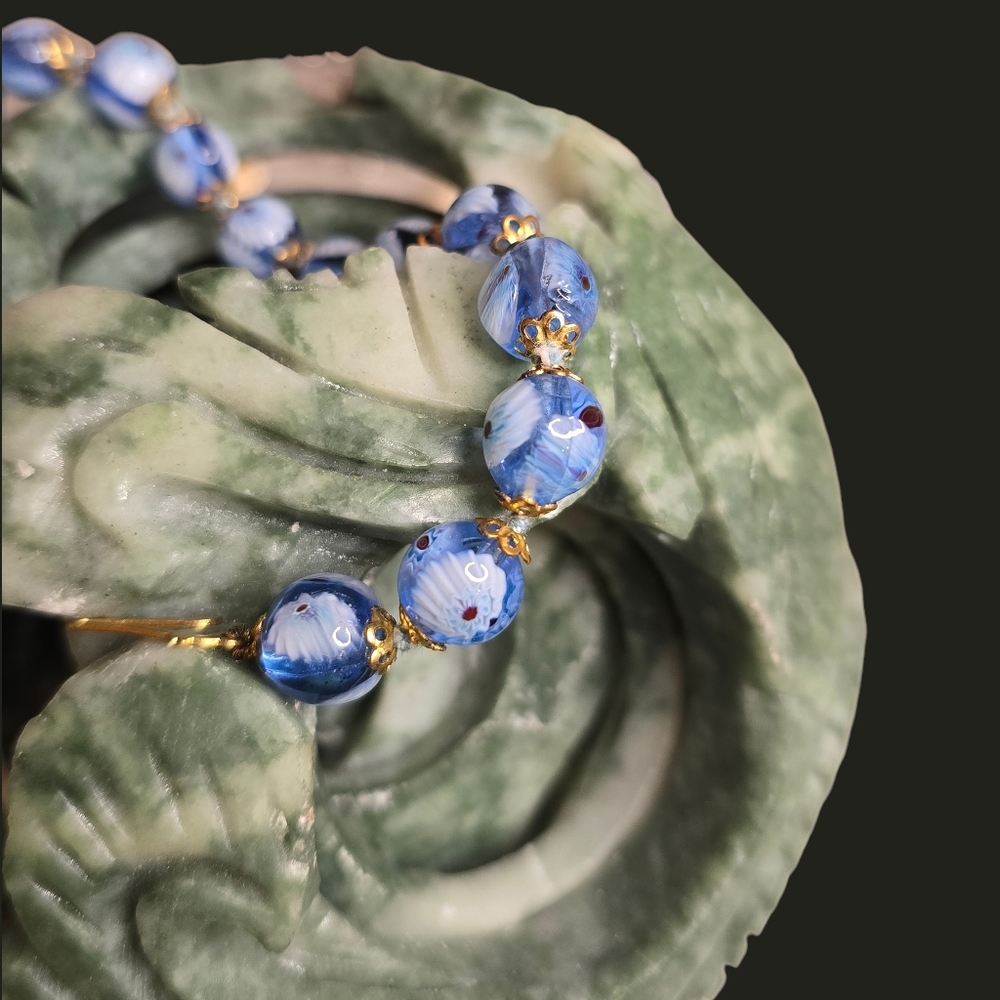 Vintage Millefiori Murano Glass Italian Beaded Bracelet - Picture 6 of 8